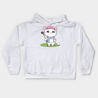 Cute Kitty Playing Golf Kids Hoodie